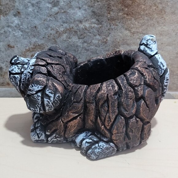Dog Planter Distressed Stone Effect Finish Succulent Flowerpot Small Cement Anim - Picture 5 of 13